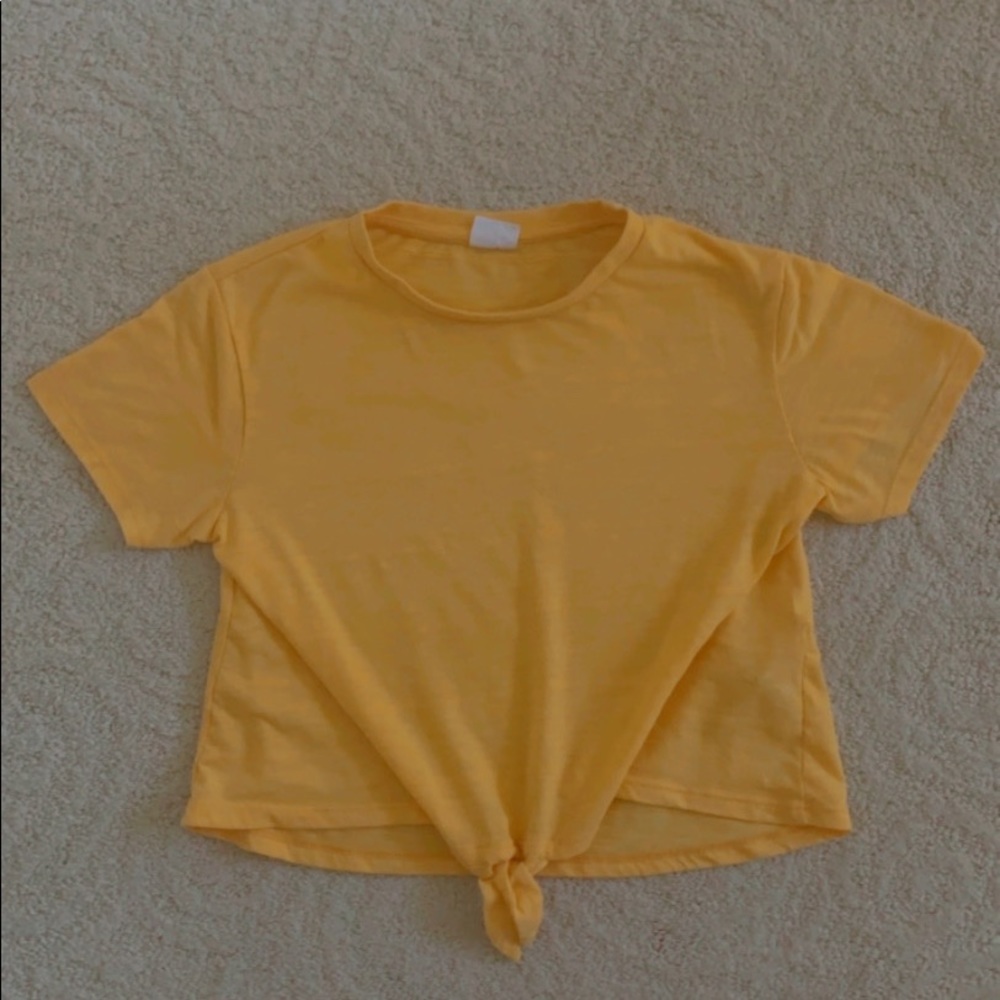 ZARA Kids Orange Yellow Tie Front Cropped Tee